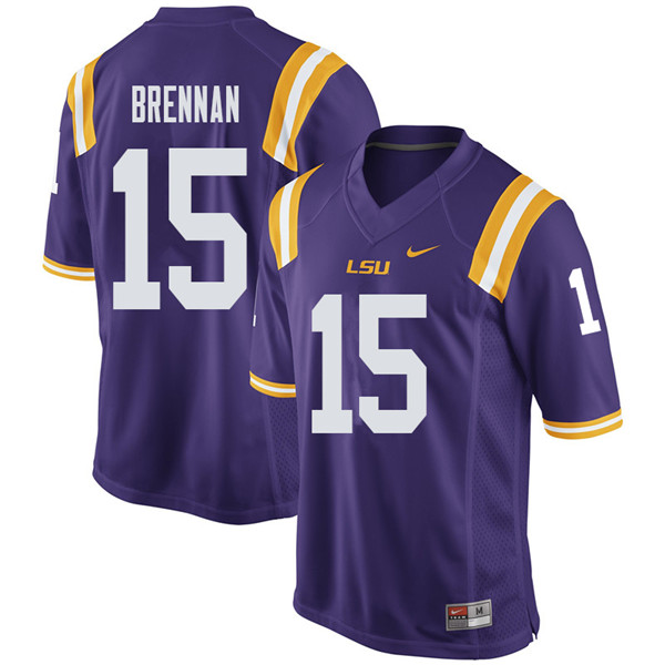Men #15 Myles Brennan LSU Tigers College Football Jerseys Sale-Purple